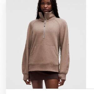 NWT Lululemon scuba funnel neck half zip long Taupetastic M/L